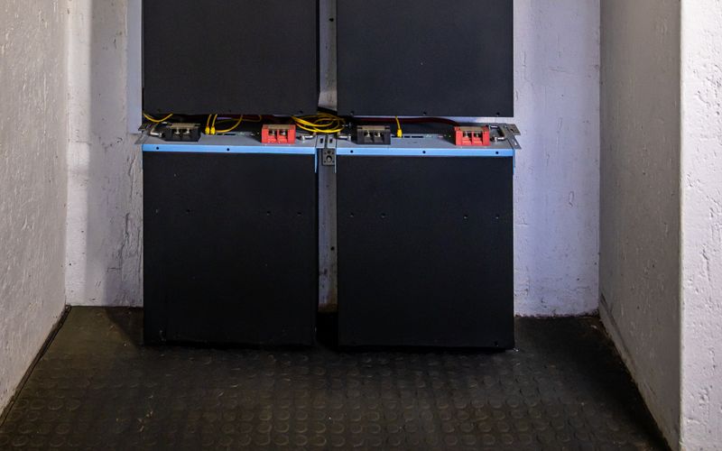Lithium battery storage modules (representative image, not the specific SKU)