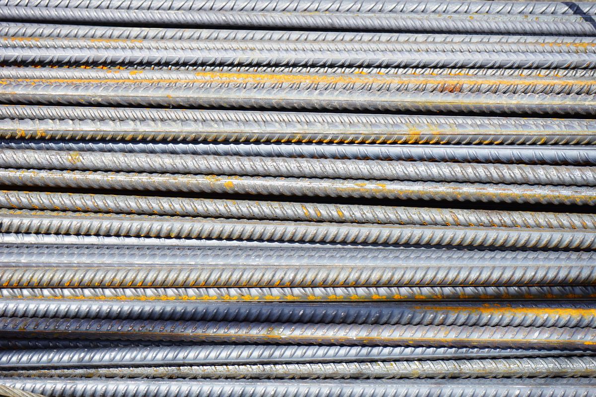 Stacked industrial metal stock, representative of general raw materials supply